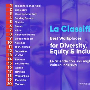 La classifica dei 20 migliori ambienti di lavoro in termini di equità, diversità e inclusione
